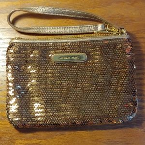 Michael Kors Gold Sequin Wristlet